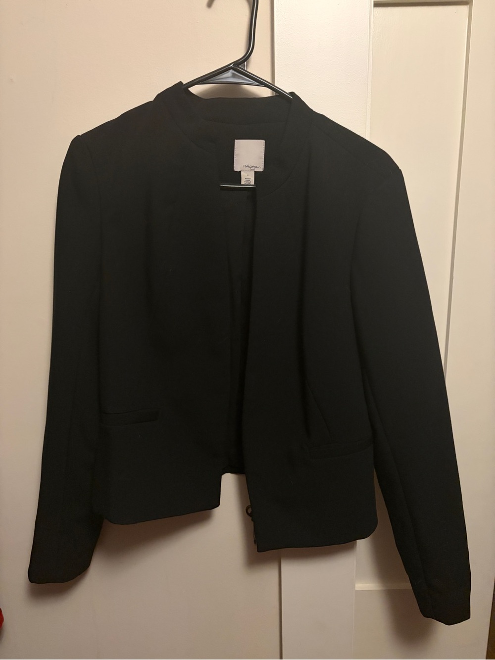 Halogen Black Collarless Open-Front Blazer Jacket